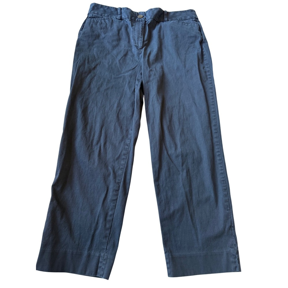 Talbots Womens The Perfect Crop Pants 10 Navy Blue Chino Cotton Casual Stretch